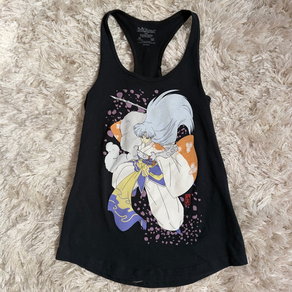 Inuyasha Demon Lord Sesshomaru Racerback Tank Top Black Y2K Anime Hot Topic S